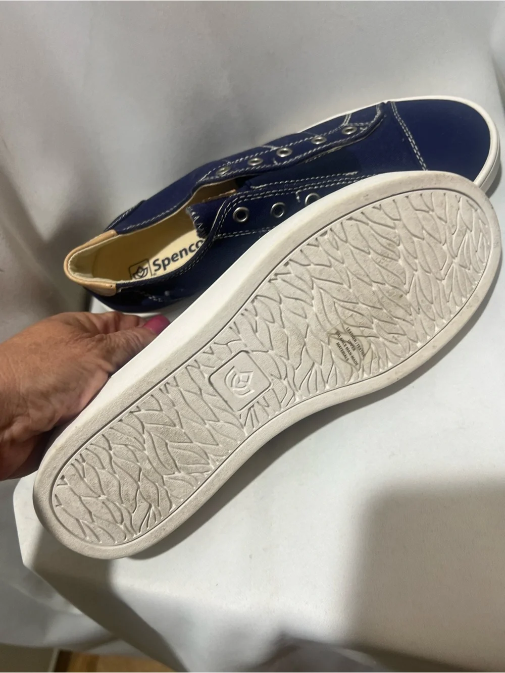 Spenco Women’s Navy Canvas Slip-On Sneakers Size 7 Orthotic Comfort Casual Shoes - Picture 7 of 9